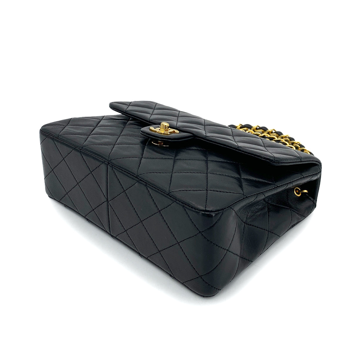 CHANEL VINTAGE MINI SQUARE 20 CHAIN SHOULDER BAG BLACK LAMB SKIN 90254613