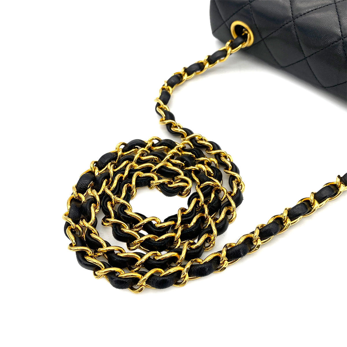 CHANEL VINTAGE MINI SQUARE 20 CHAIN SHOULDER BAG BLACK LAMB SKIN 90254613