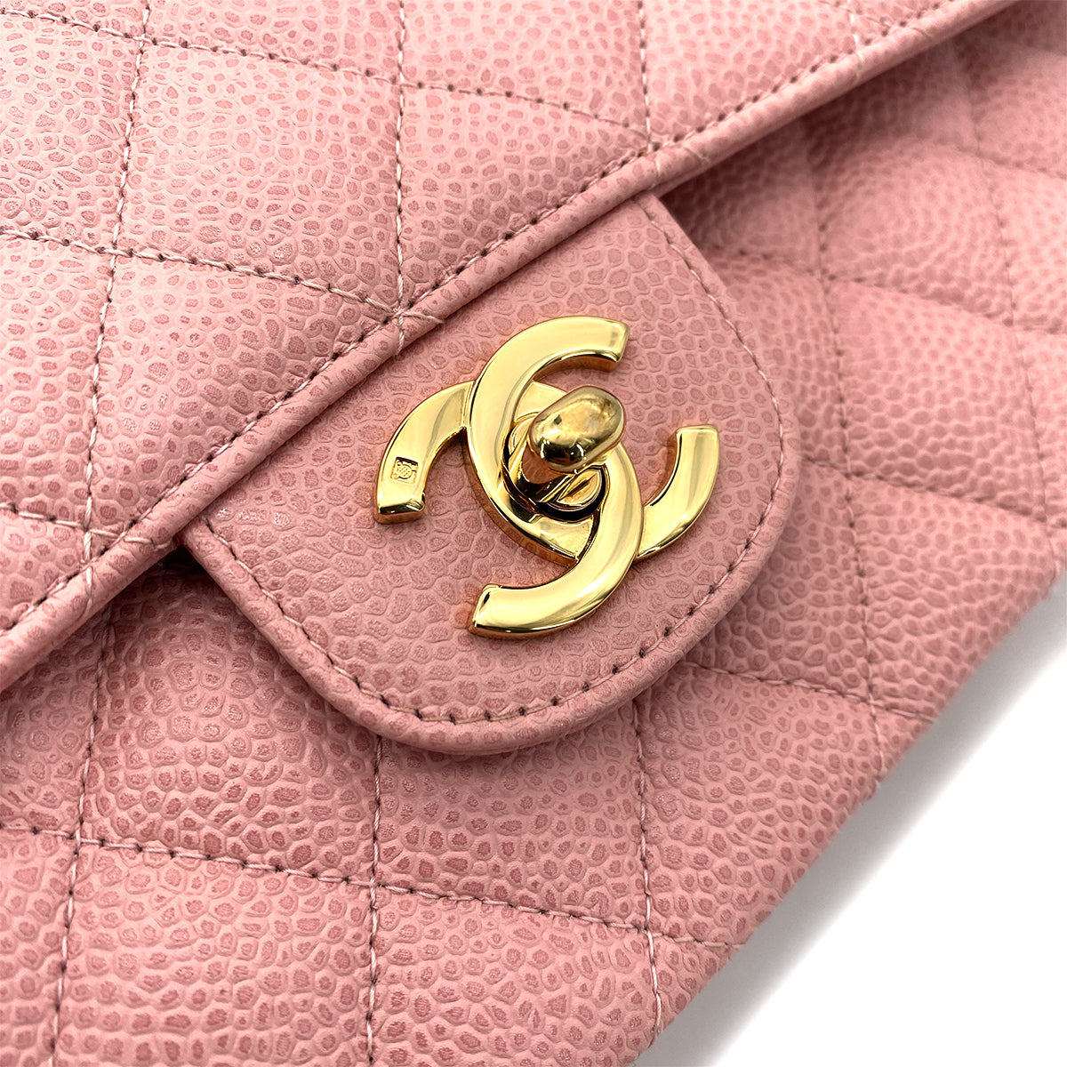 CHANEL VINTAGE CLASSIC FLAP MEDIUM CHAIN SHOULDER BAG PINK CAVIAR SKIN 90254614