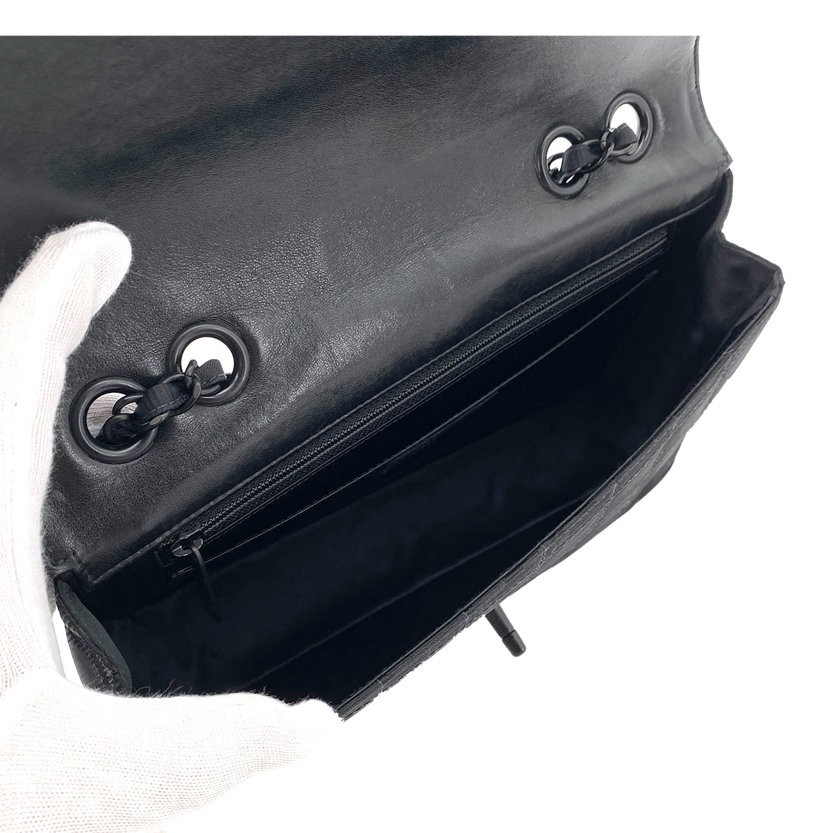 CHANEL VINTAGE NEW TRAVEL LINE CHAIN SHOULDER BAG BLACK CANVAS 90254615