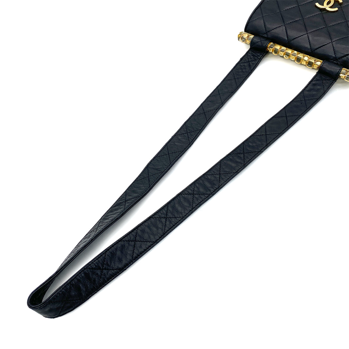 CHANEL VINTAGE MATELASSE SHOULDER BAG BLACK LAMB SKIN 90254619