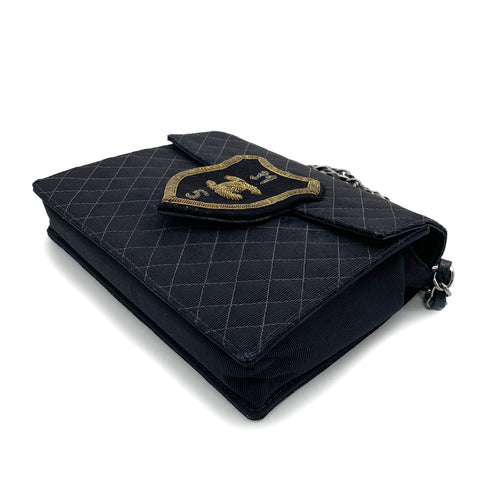 CHANEL VINTAGE EMBLEM CHAIN SHOULDER BAG BLACK CANVAS 90254623 - PURPOSE