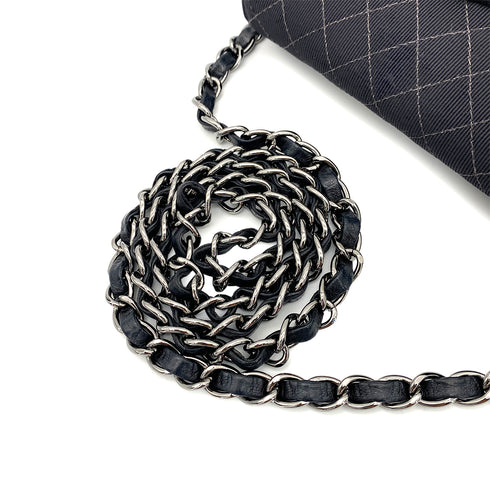 CHANEL VINTAGE EMBLEM CHAIN SHOULDER BAG BLACK CANVAS 90254623 - PURPOSE