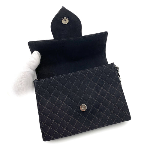 CHANEL VINTAGE EMBLEM CHAIN SHOULDER BAG BLACK CANVAS 90254623 - PURPOSE