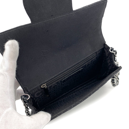 CHANEL VINTAGE EMBLEM CHAIN SHOULDER BAG BLACK CANVAS 90254623 - PURPOSE