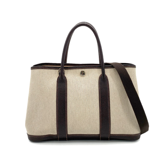 HERMES GARDEN PARTY TPM MARON TOILE H TOTE SHOULDER BAG □H 90254692