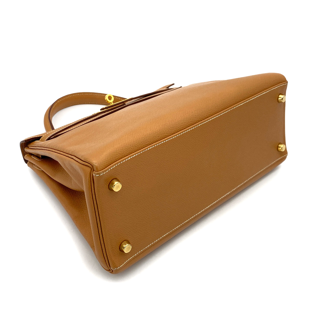 HERMES KELLY 28 RETOURNE NATURAL COUCHEVEL HAND SHOULDER BAG 〇W GHW 90254694
