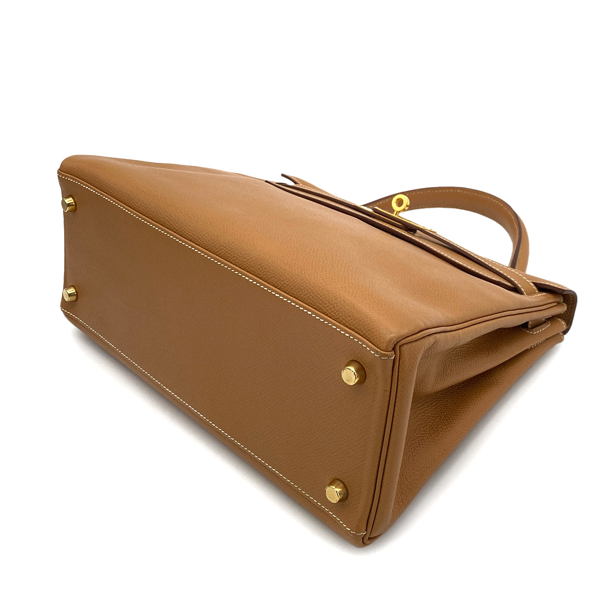 HERMES KELLY 28 RETOURNE NATURAL COUCHEVEL HAND SHOULDER BAG 〇W GHW 90254694