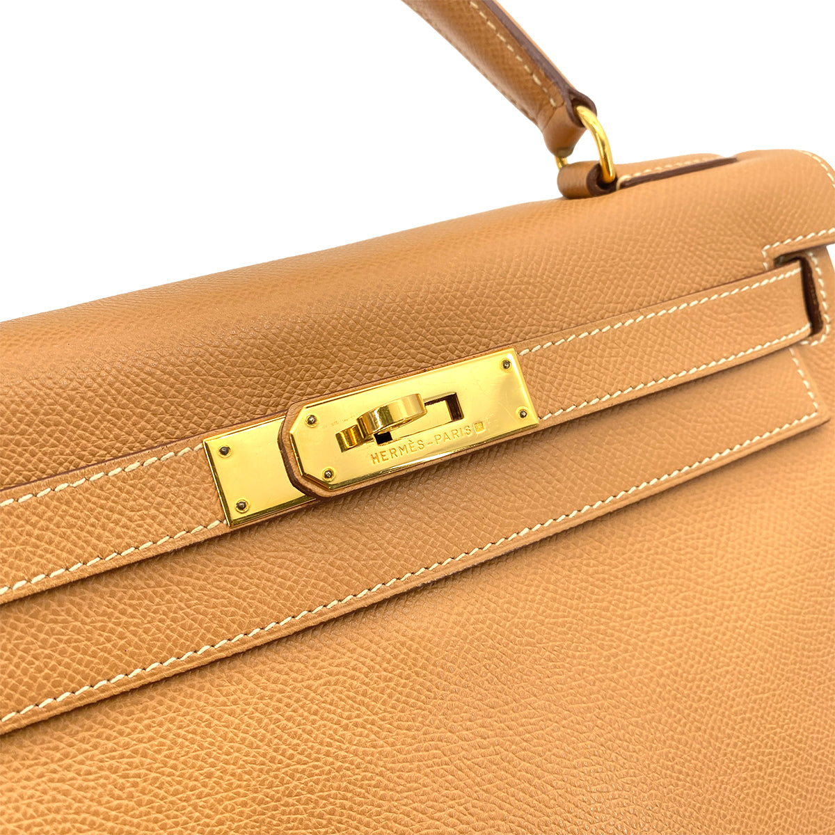 HERMES KELLY 28 RETOURNE NATURAL COUCHEVEL HAND SHOULDER BAG 〇W GHW 90254694
