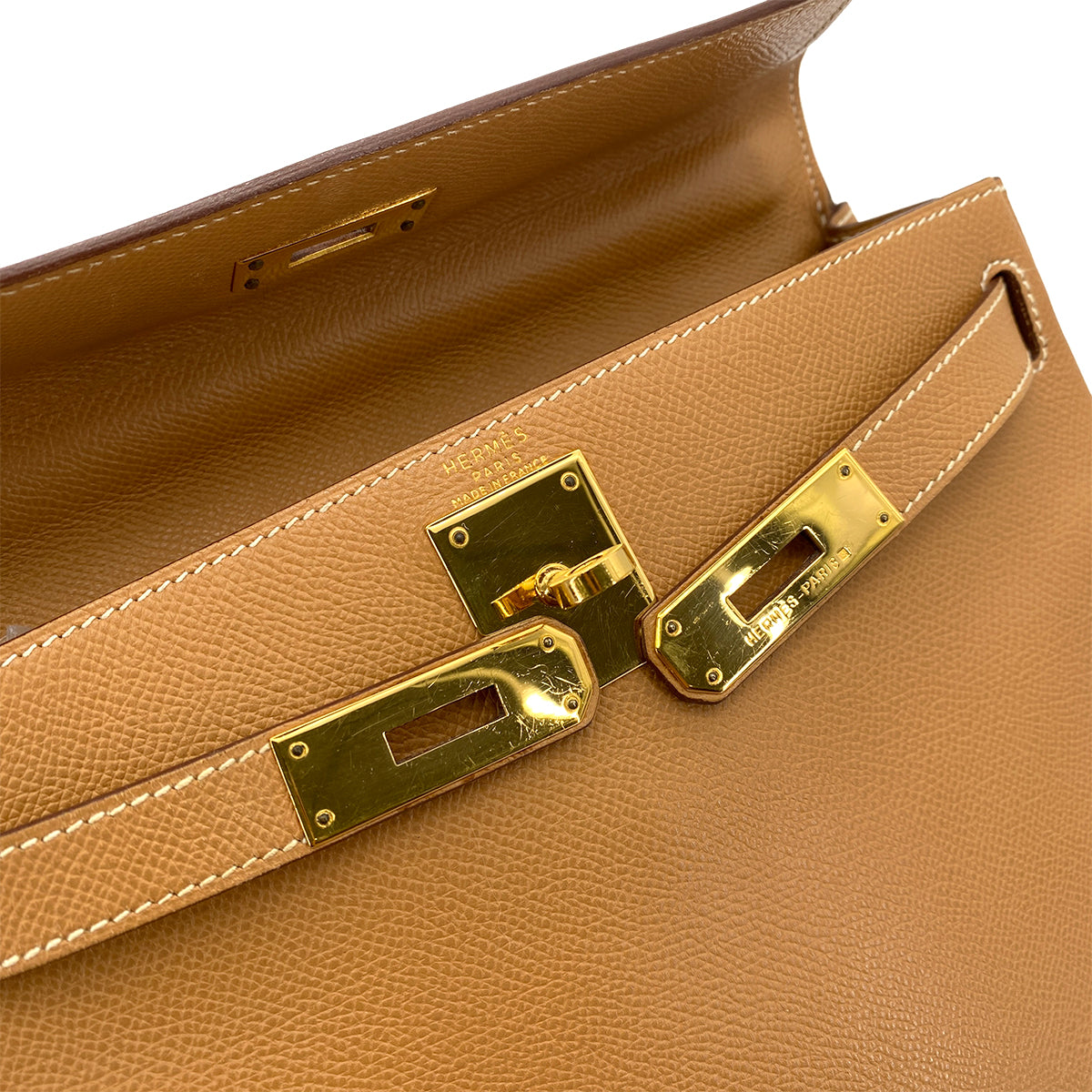 HERMES KELLY 28 RETOURNE NATURAL COUCHEVEL HAND SHOULDER BAG 〇W GHW 90254694