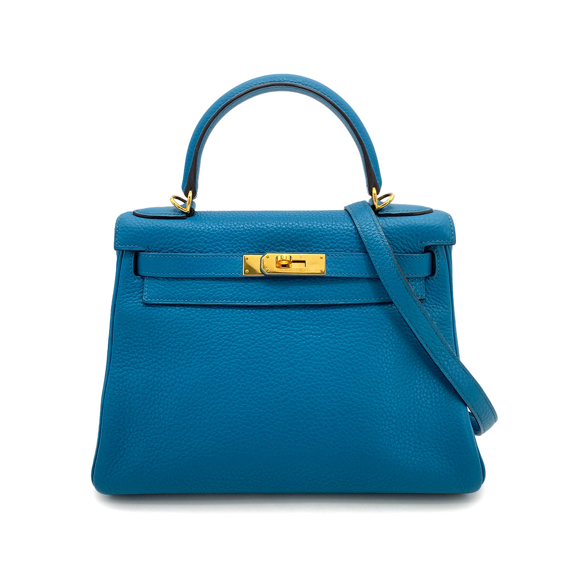 HERMES KELLY 28 RETOURNE BLUE IZMIR TAURILLON CLEMENCE HAND SHOULDER BAG □Q GHW 90254921