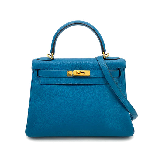 HERMES KELLY 28 RETOURNE BLUE IZMIR TAURILLON CLEMENCE HAND SHOULDER BAG □Q GHW 90254921