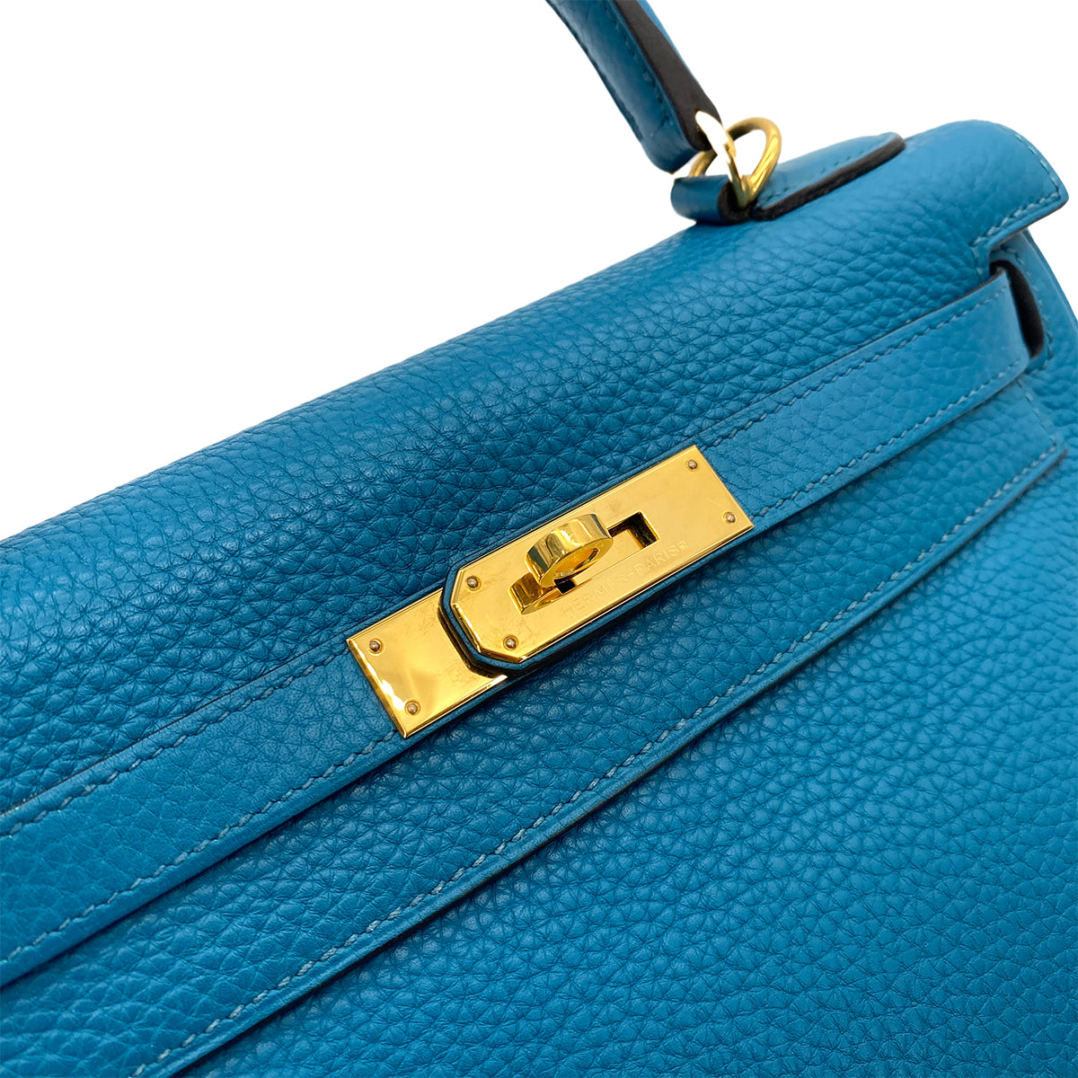 HERMES KELLY 28 RETOURNE BLUE IZMIR TAURILLON CLEMENCE HAND SHOULDER BAG □Q GHW 90254921