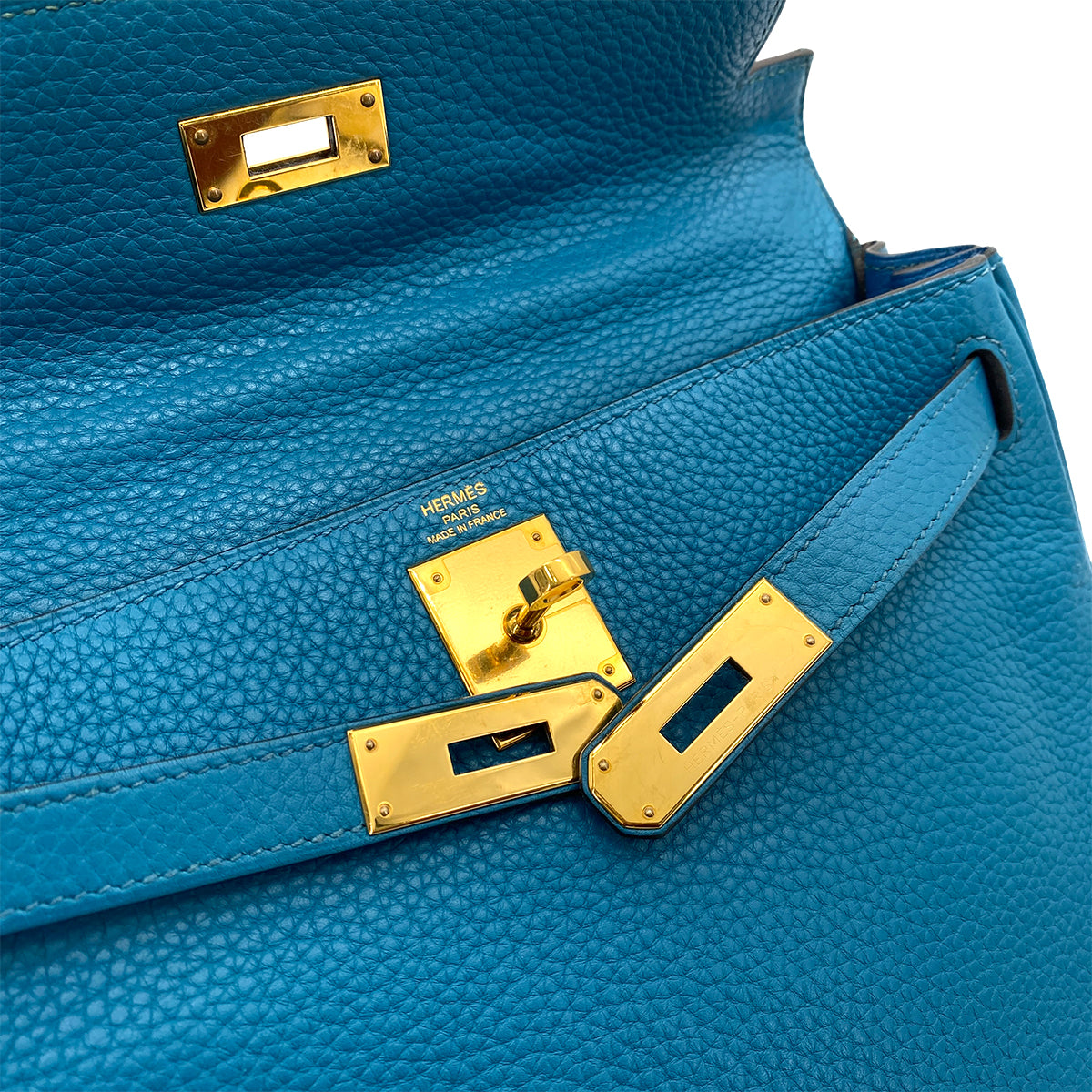 HERMES KELLY 28 RETOURNE BLUE IZMIR TAURILLON CLEMENCE HAND SHOULDER BAG □Q GHW 90254921