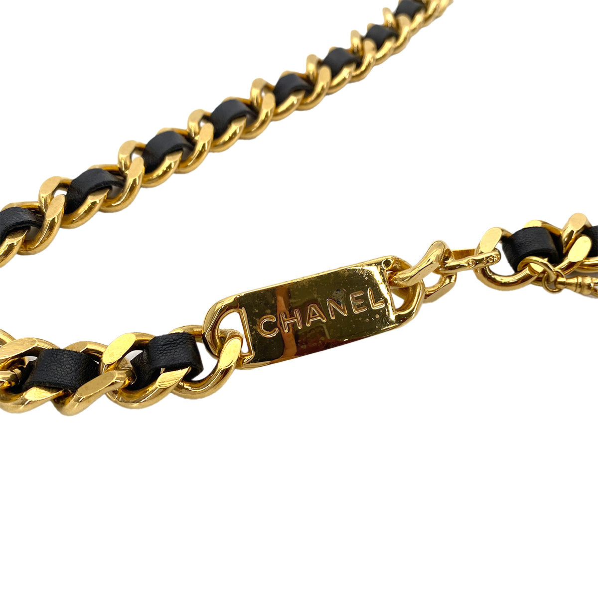 CHANEL VINTAGE CHAIN BELT LEATHER COCOMARK ACCESSORY 95P 90254923