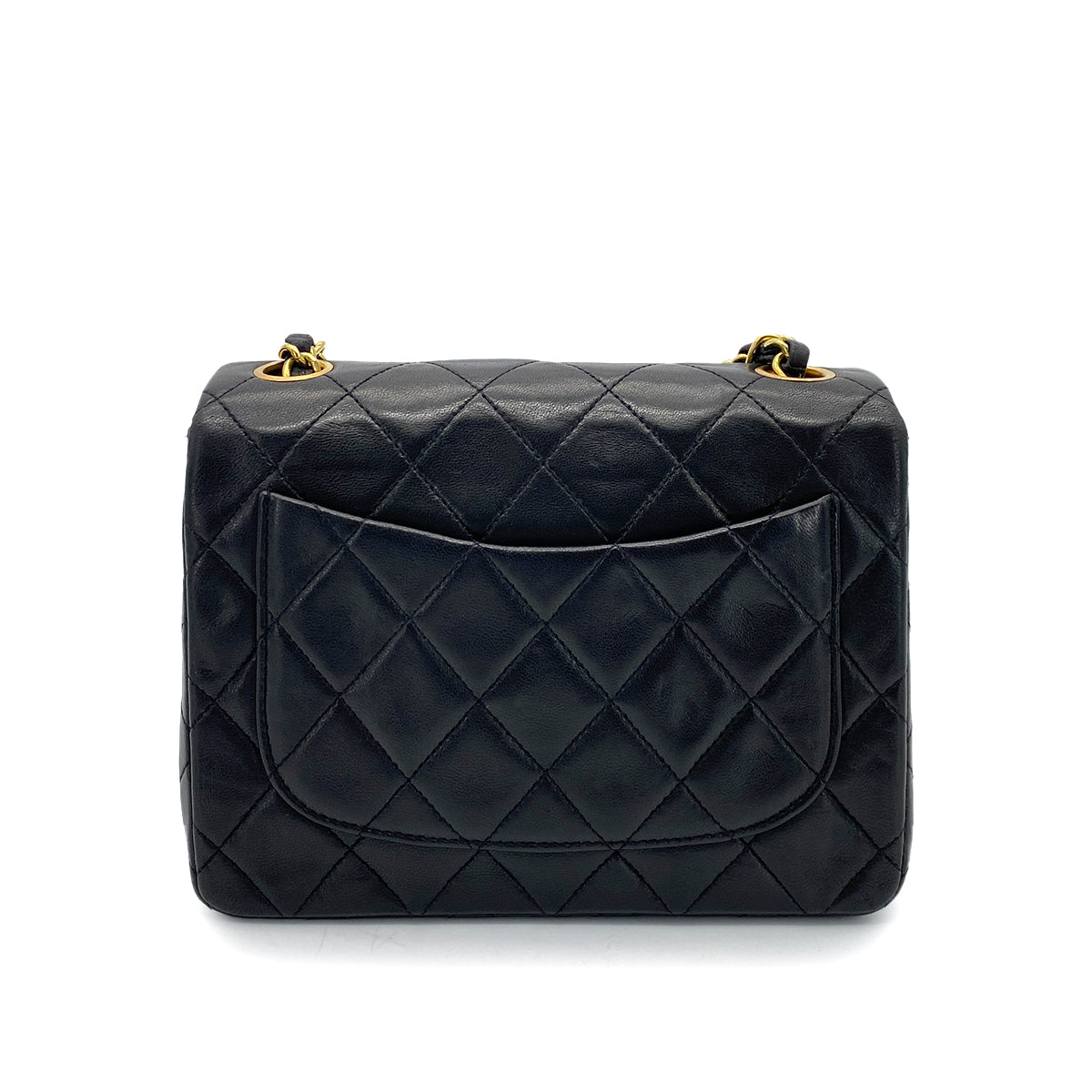 CHANEL VINTAGE MINI SQUARE 17 CHAIN SHOULDER BAG BLACK LAMB SKIN 90255073