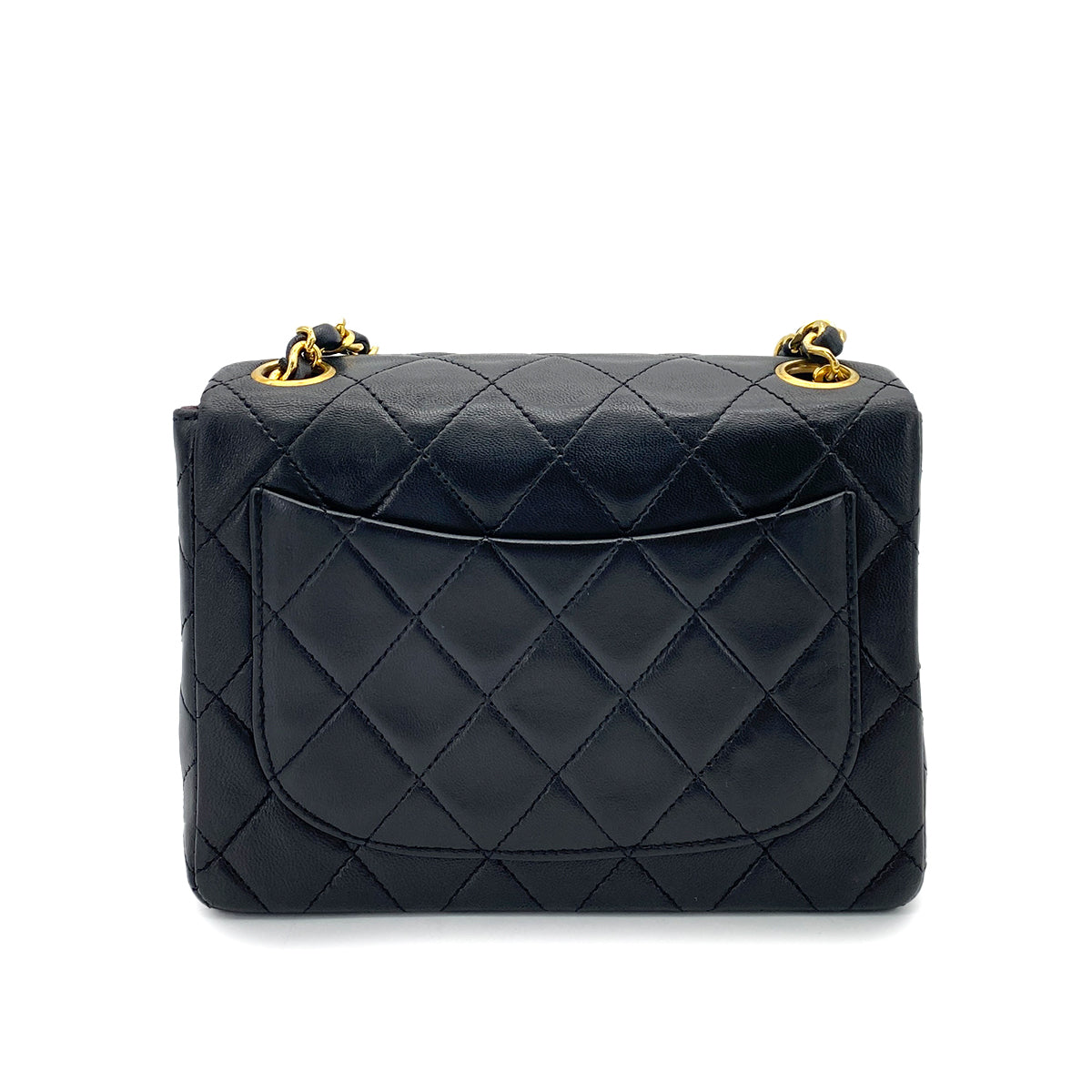CHANEL VINTAGE MINI SQUARE 17 CHAIN SHOULDER BAG BLACK LAMB SKIN 90255075