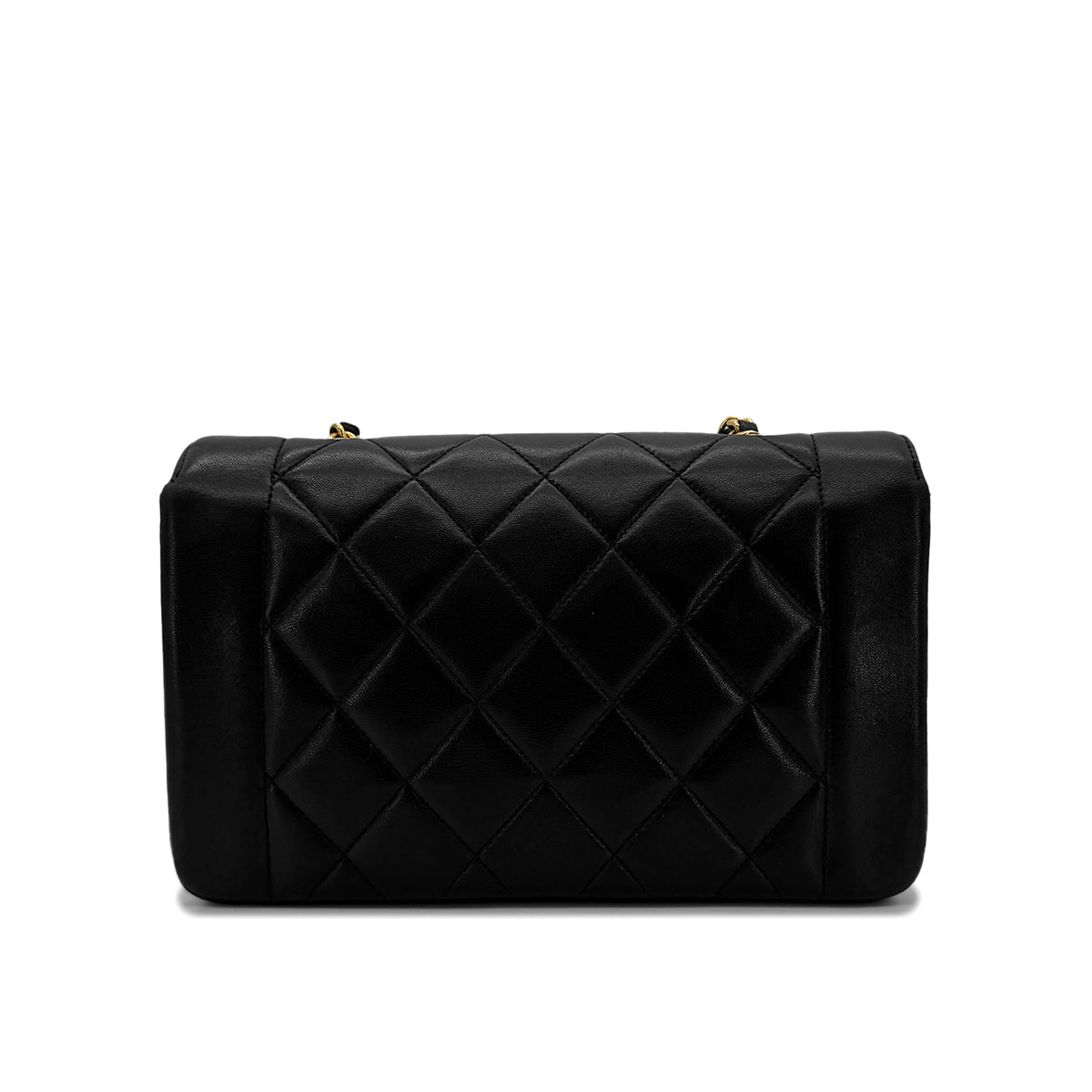CHANEL VINTAGE DIANA SMALL CHAIN SHOULDER BAG BLACK LAMB SKIN 90255076