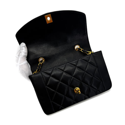 CHANEL VINTAGE DIANA SMALL CHAIN SHOULDER BAG BLACK LAMB SKIN 90255076 - PURPOSE
