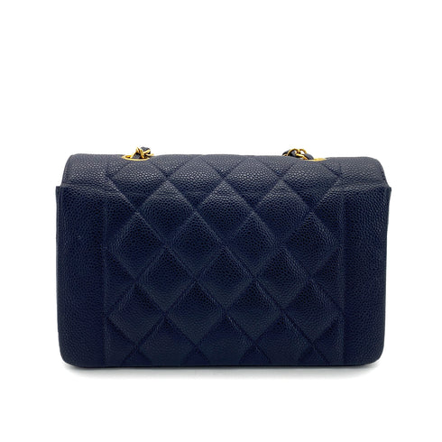 CHANEL VINTAGE DIANA SMALL CHAIN SHOULDER BAG NAVY CAVIAR SKIN 90255084 - PURPOSE