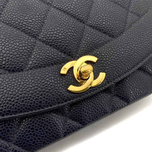 CHANEL VINTAGE DIANA SMALL CHAIN SHOULDER BAG NAVY CAVIAR SKIN 90255084 - PURPOSE