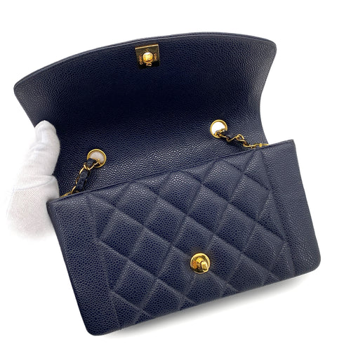 CHANEL VINTAGE DIANA SMALL CHAIN SHOULDER BAG NAVY CAVIAR SKIN 90255084 - PURPOSE
