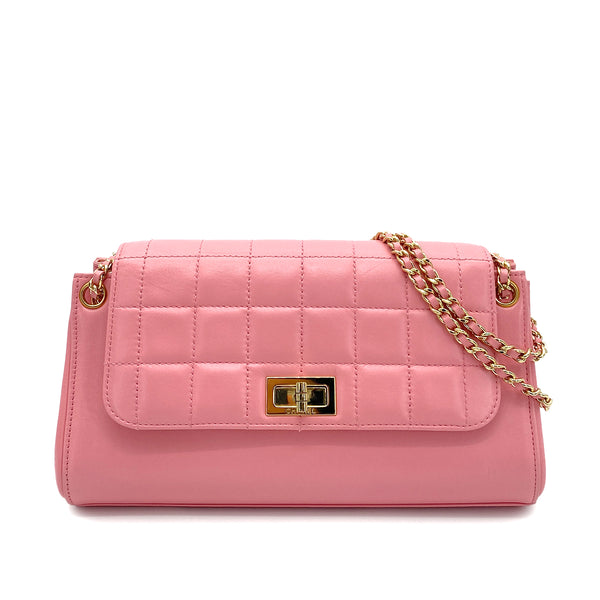 CHANEL VINTAGE 2.55 CHOCOLATE BAR CHAIN SHOULDER BAG PINK LAMB SKIN 90255095 - PURPOSE