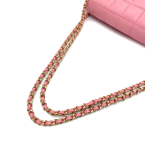 CHANEL VINTAGE 2.55 CHOCOLATE BAR CHAIN SHOULDER BAG PINK LAMB SKIN 90255095 - PURPOSE