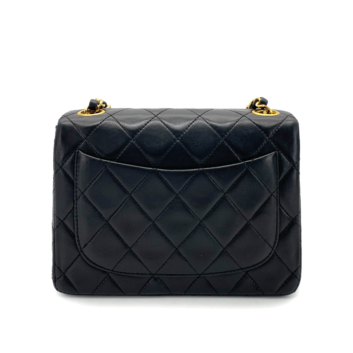 CHANEL VINTAGE MINI SQUARE 17 CHAIN SHOULDER BAG BLACK LAMB SKIN 90255106