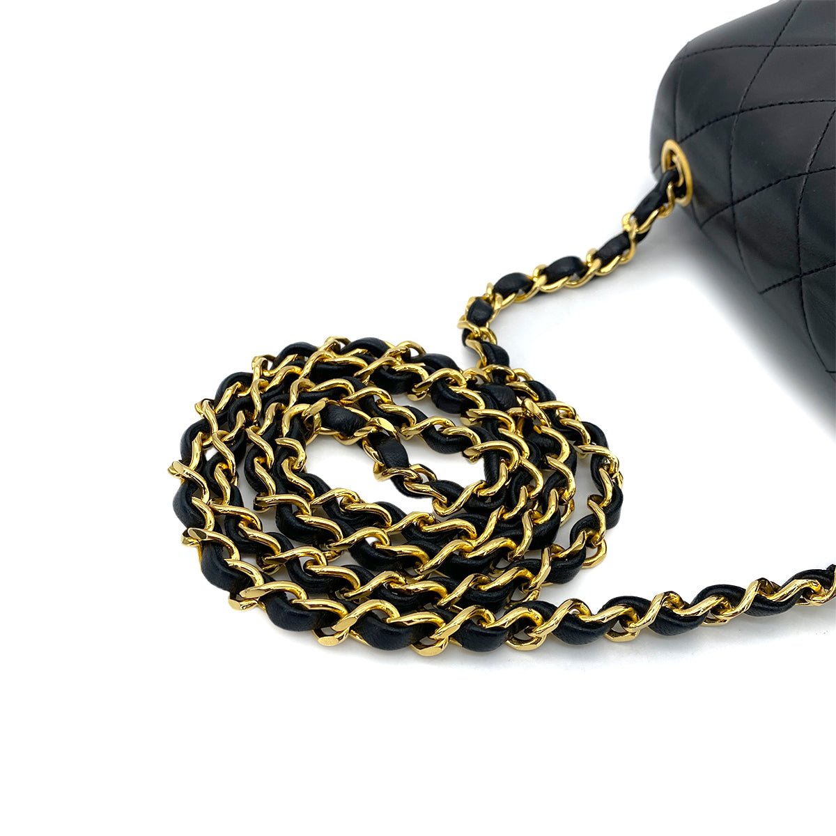 CHANEL VINTAGE MINI SQUARE 17 CHAIN SHOULDER BAG BLACK LAMB SKIN 90255106