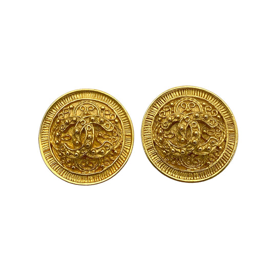 CHANEL VINTAGE EARRINGS COCOMARK ROUND ACCESSORY 94A 90255110