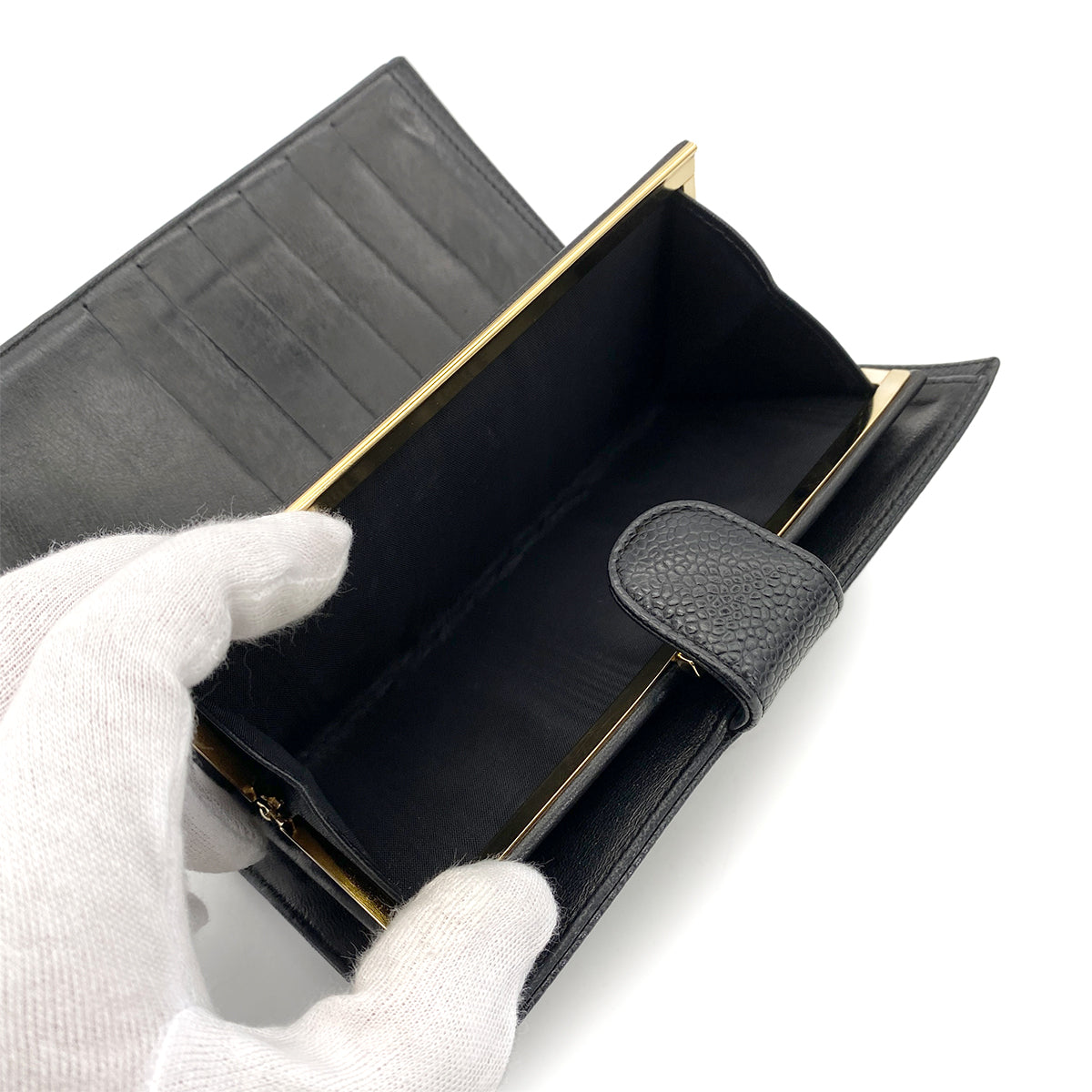 CHANEL VINTAGE BIFOLD LONG WALLET BLACK CAVIAR SKIN 90255118