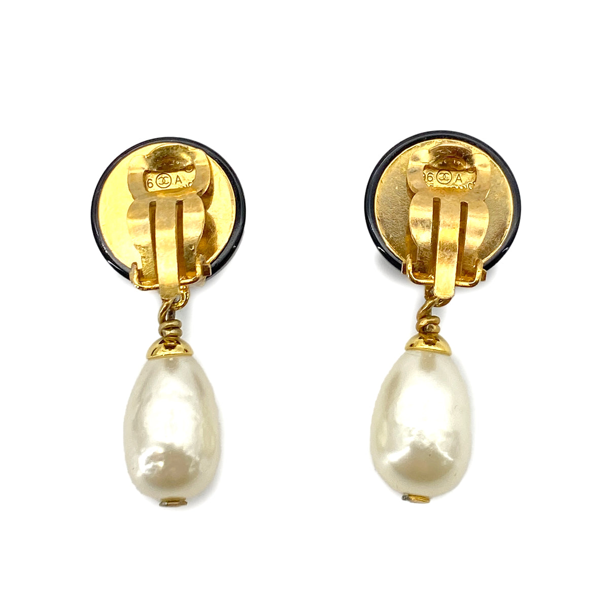 CHANEL VINTAGE EARRINGS COCOMARK FAUX PEARL ACCESSORY 96A 90255126