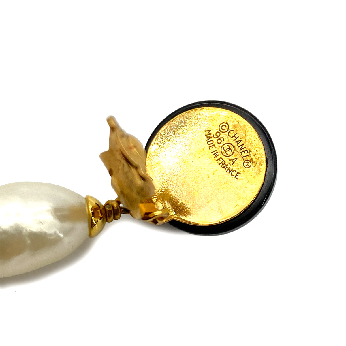 CHANEL VINTAGE EARRINGS COCOMARK FAUX PEARL ACCESSORY 96A 90255126