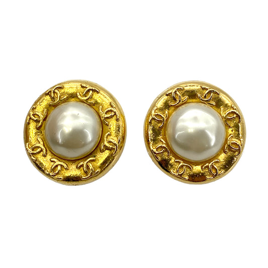 CHANEL VINTAGE EARRINGS ROUND FAUX PEARL ACCESSORY 90255139