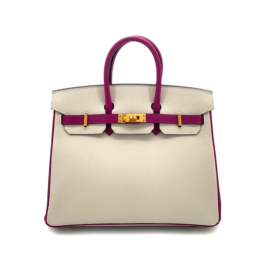 HERMES BIRKIN 25 NATA ROSE POURPLE EPSOM HAND BAG C GHW SPO 90255342