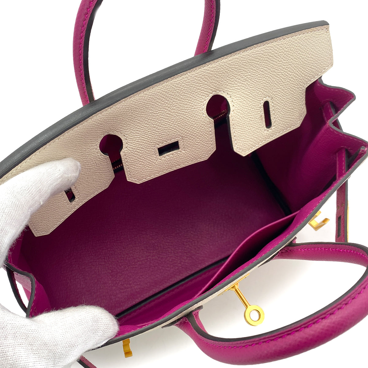 HERMES BIRKIN 25 NATA ROSE POURPLE EPSOM HAND BAG C GHW SPO 90255342