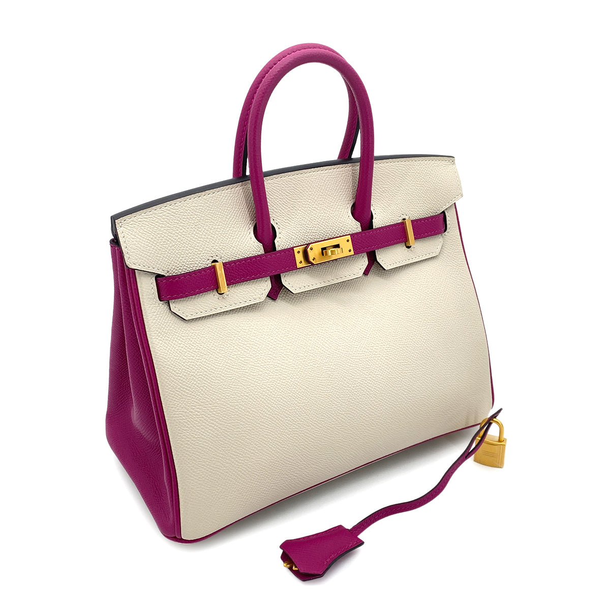 HERMES BIRKIN 25 NATA ROSE POURPLE EPSOM HAND BAG C GHW SPO 90255342