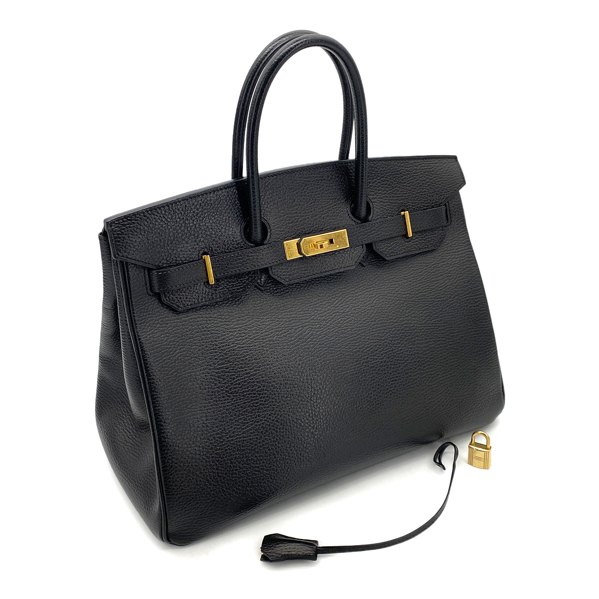 HERMES BIRKIN 35 BLACK ARDENNES HAND BAG □D GHW 90255343