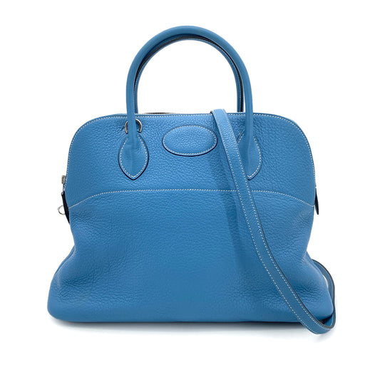 HERMES BOLIDE 31 BLUE JEAN TAURILLON CLEMENCE HAND SHOULDER BAG □F 90255353