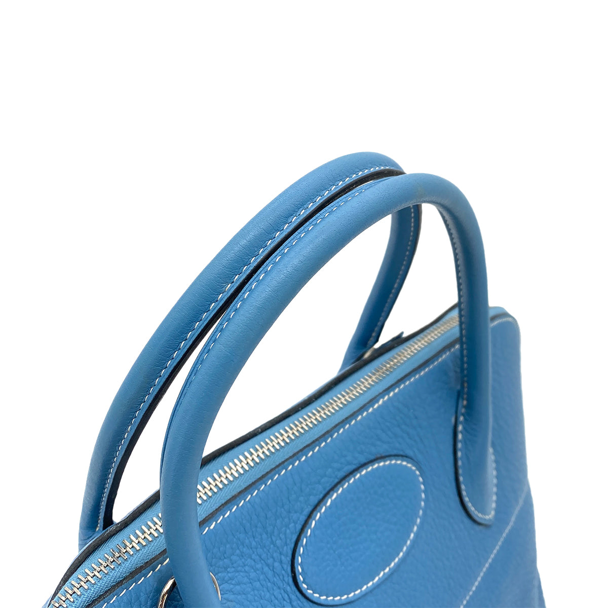 HERMES BOLIDE 31 BLUE JEAN TAURILLON CLEMENCE HAND SHOULDER BAG □F 90255353