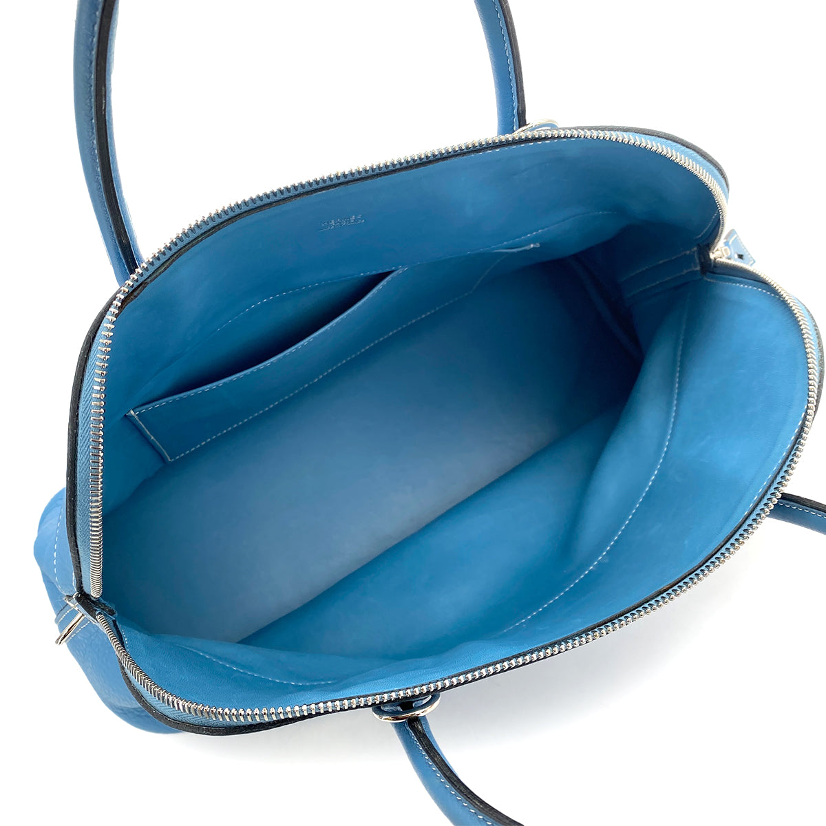 HERMES BOLIDE 31 BLUE JEAN TAURILLON CLEMENCE HAND SHOULDER BAG □F 90255353