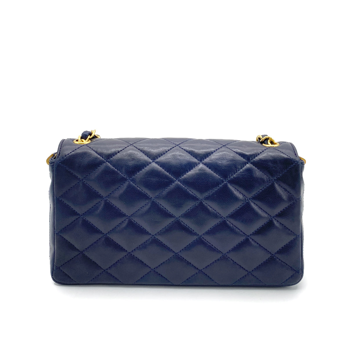CHANEL VINTAGE BIG COCO MATELASSE CHAIN SHOULDER BAG NAVY LAMB SKIN 90255381