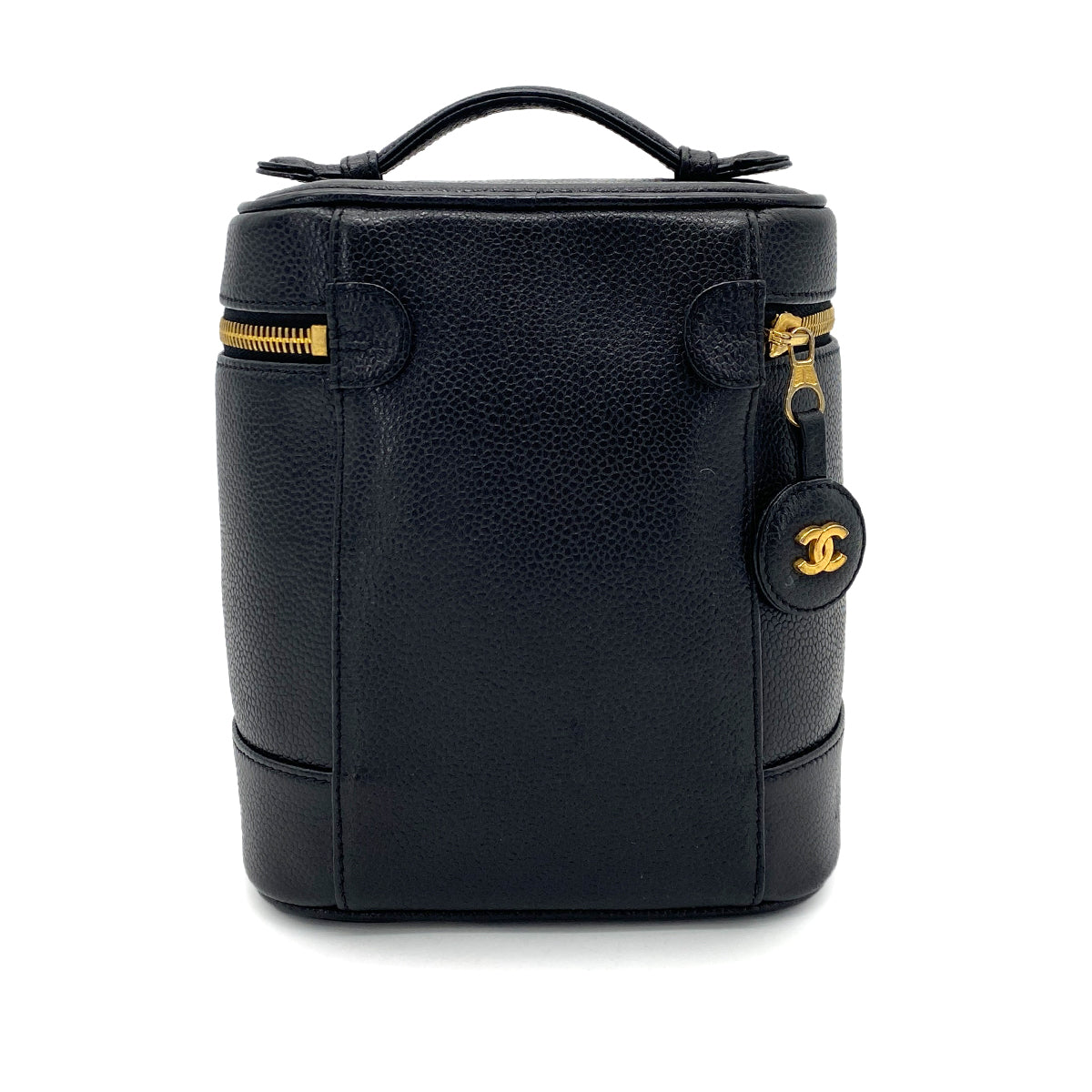 CHANEL VINTAGE VANITY HAND BAG BLACK CAVIAR SKIN 90255382