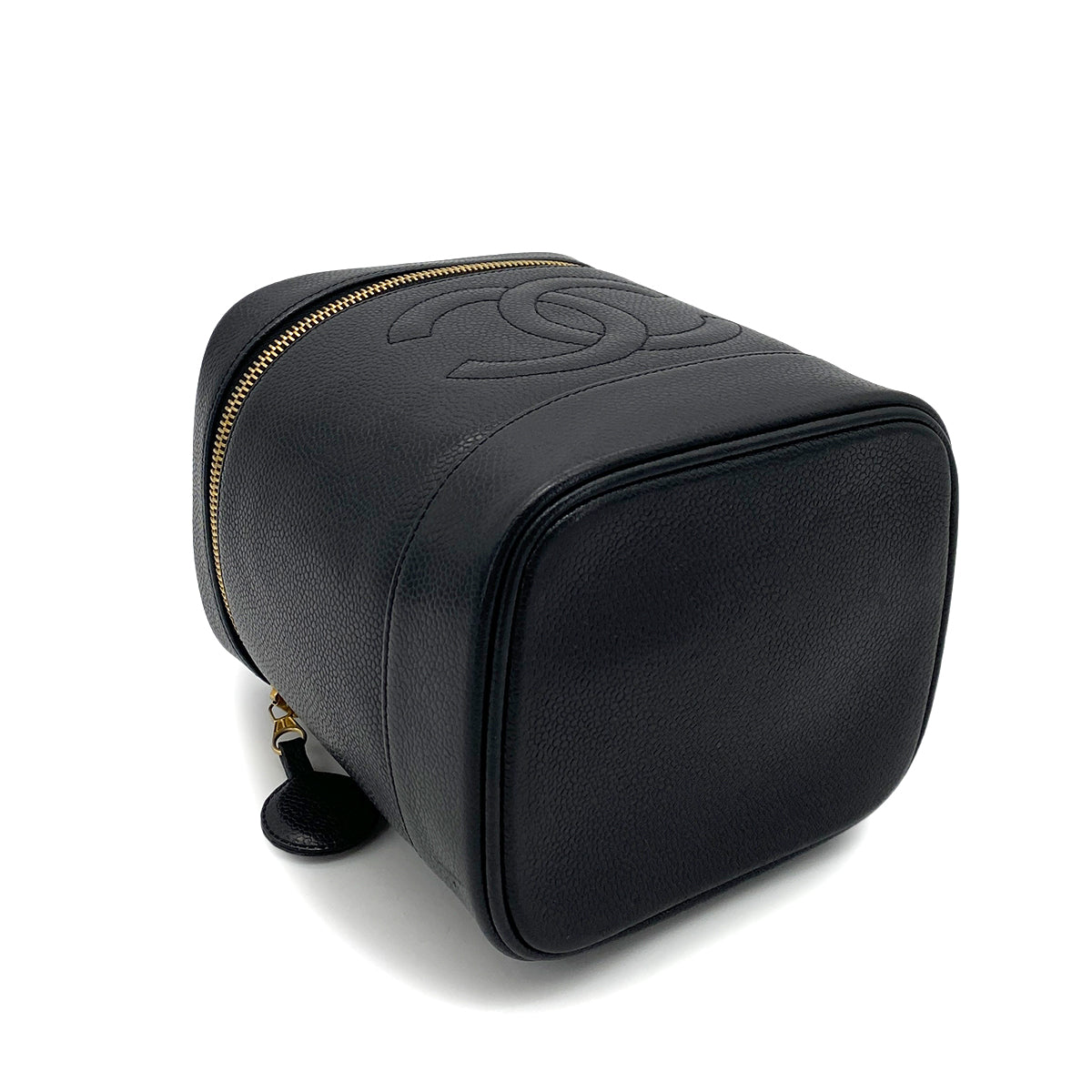 CHANEL VINTAGE VANITY HAND BAG BLACK CAVIAR SKIN 90255382