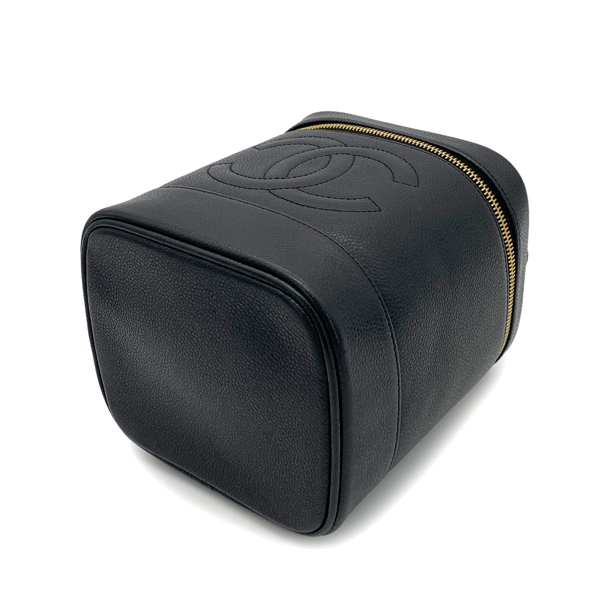 CHANEL VINTAGE VANITY HAND BAG BLACK CAVIAR SKIN 90255382