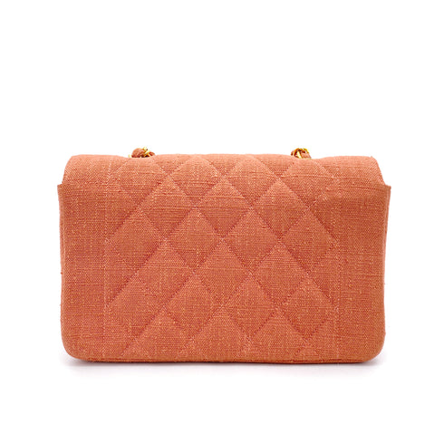 CHANEL VINTAGE DIANA SMALL CHAIN SHOULDER BAG PINK LINEN 90255395 - PURPOSE