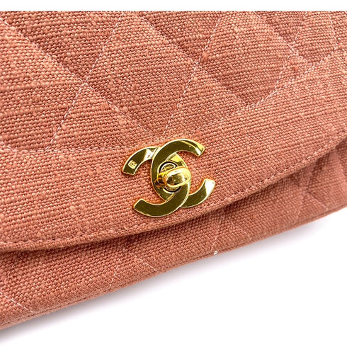 CHANEL VINTAGE DIANA SMALL CHAIN SHOULDER BAG PINK LINEN 90255395 - PURPOSE