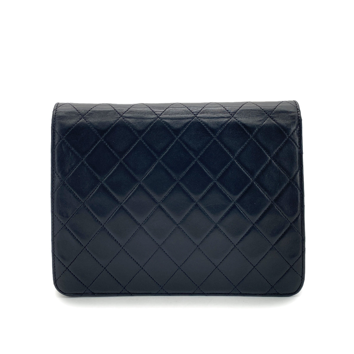 CHANEL VINTAGE MATELASSE PUSH LOCK CHAIN SHOULDER BAG BLACK LAMB SKIN 90255397