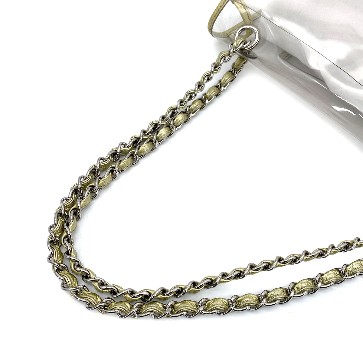 CHANEL VINTAGE CLEAR SHOULDER BAG GOLD VINYL LEATHER 90255400